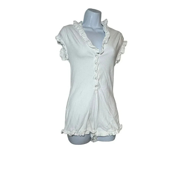 Beach Bunny size small white  terry  Romper swimsuit coverup jumpsuit snap front - Picture 3 of 7